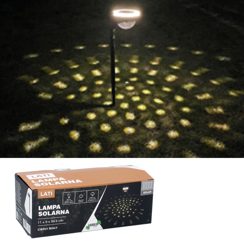 Lampa de gradina cu suport, incarcare solara, IP44, LED alb cald