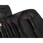 Set 24 pensule profesionale make-up, par sintetic, husa piele ecologica, maner lemn