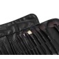 Set 24 pensule profesionale make-up, par sintetic, husa piele ecologica, maner lemn