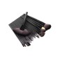 Set 24 pensule profesionale make-up, par sintetic, husa piele ecologica, maner lemn