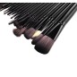 Set 24 pensule profesionale make-up, par sintetic, husa piele ecologica, maner lemn