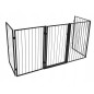 Gard de protectie semineu pentru copii si animale de companie, 304x75 cm, asamblare versatila, grilaj metalic negru
