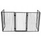 Gard de protectie semineu pentru copii si animale de companie, 304x75 cm, asamblare versatila, grilaj metalic negru