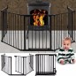 Gard de protectie semineu pentru copii si animale de companie, 304x75 cm, asamblare versatila, grilaj metalic negru Gard de protectie semineu pentru copii si animale de companie, 304x75 cm, asamblare versatila, grilaj metalic negru