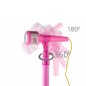 Microfon de jucarie cu stativ reglabil 106 cm, amplificator voce, MP3, conectare smartphone, roz