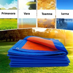 Prelata impermeabila cu inele, 160g/mp, tratata UV, 4x6m, polipropilena, portocaliu, albastru