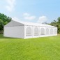 Cort evenimente, pavilion 12x6x3.7 m, PVC ignifugat, suprafata 72 mp, 12 ferestre, cadru otel galvanizat, alb