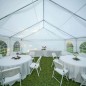 Cort evenimente, pavilion 12x6x3.7 m, PVC ignifugat, suprafata 72 mp, 12 ferestre, cadru otel galvanizat, alb