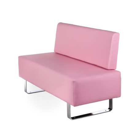 Canapea sala de asteptare salon, latime 140 cm, adancime 50 cm, tapiterie roz piele eco