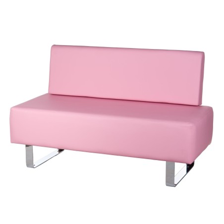 Canapea sala de asteptare salon, latime 140 cm, adancime 50 cm, tapiterie roz piele eco