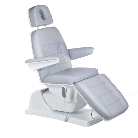 Fotoliu cosmetic electric, inaltime reglabila 60-88 cm, lungime 203 cm, telecomanda, tapiterie piele ecologica gri