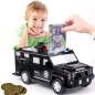 Pusculita electronica, masina de politie, cod PIN, amprenta, monede si bancnote, negru Pusculita electronica, masina de politie, cod PIN, amprenta, monede si bancnote, negru