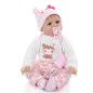 Papusa bebelus 55 cm, aspect realist, hainute roz, 5 accesorii, suzeta magnetica, RESIGILAT
