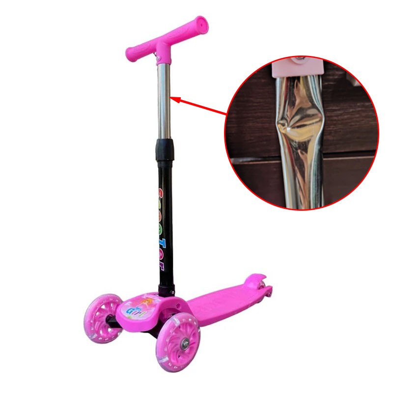 Trotineta copii, pliabila, 3 roti cu lumini multicolore LED, inaltime reglabila, roz, RESIGILAT