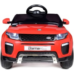 Masina electrica BAMBI RACER, player incorporat, melodii, claxon, MP3, micro SD, usi, centura, rosu