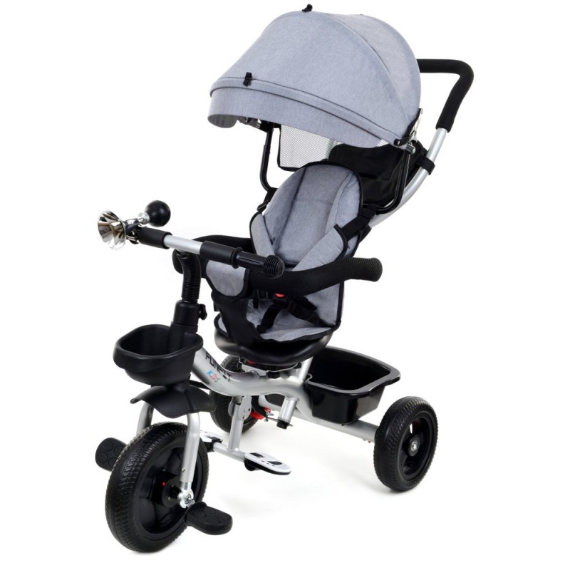 Tricicleta multifunctionala, scaun rotativ 360 grade, centura 5 puncte, copertina pliabila, cosuri depozitare