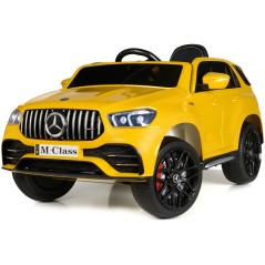 Masinuta electrica pentru copii, Mercedes-Benz, baterie 12V, motor 4x12W, MP3, lumini, melodii, galben