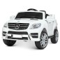 Masinuta electrica Mercedes-Benz, melodii incorporate, lumini, centura siguranta, motor 2 x 25W, baterie 1 x 12V 4,5 Ah, alba