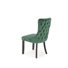 Scaun tapitat living/sufragerie, pietre decorative glamour, suporturi antiderapante, cadru lemn, stil modern, catifea, verde