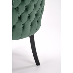 Scaun tapitat living Halmar Alda, spatar matlasat, pietre decorative, cadru lemn, 50x62x95x50cm, velur/catifea, verde