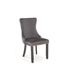Scaun tapitat living Halmar Alda, spatar matlasat, pietre decorative, cadru lemn, stil modern, 50x62x95x50cm, velur/catifea, gri