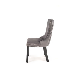 Scaun tapitat living Halmar Alda, spatar matlasat, pietre decorative, cadru lemn, stil modern, 50x62x95x50cm, velur/catifea, gri