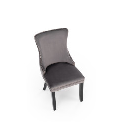 Scaun tapitat living Halmar Alda, spatar matlasat, pietre decorative, cadru lemn, stil modern, 50x62x95x50cm, velur/catifea, gri