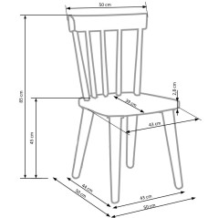 Scaun living/sufragerie Halmar Barkley, cadru lemn,  stil scandinav, 44x50x85x45cm, lemn, alb