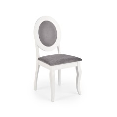 Scaun dining/bucatarie Halmar Barock, cadru lemn, sezut textil, stil clasic, 45x51x93x46cm, lemn, alb/gri