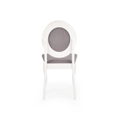 Scaun dining/bucatarie Halmar Barock, cadru lemn, sezut textil, stil clasic, 45x51x93x46cm, lemn, alb/gri