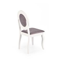 Scaun dining/bucatarie Halmar Barock, cadru lemn, sezut textil, stil clasic, 45x51x93x46cm, lemn, alb/gri