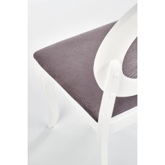 Scaun dining/bucatarie Halmar Barock, cadru lemn, sezut textil, stil clasic, 45x51x93x46cm, lemn, alb/gri