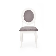 Scaun dining/bucatarie Halmar Barock, cadru lemn, sezut textil, stil clasic, 45x51x93x46cm, lemn, alb/gri