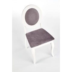 Scaun dining/bucatarie Halmar Barock, cadru lemn, sezut textil, stil clasic, 45x51x93x46cm, lemn, alb/gri