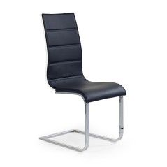 Scaun living/sufragerie Halmar K104, cadru metal, placaj lacuit, stil modern, 42x58x99cm, piele, negru