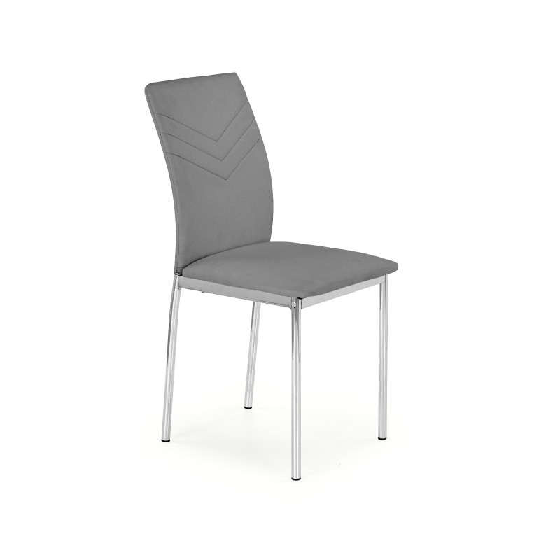 Scaun living, cadru metal, suporturi antiderapante, stil modern, 43x49x92cm, piele ecologica gri