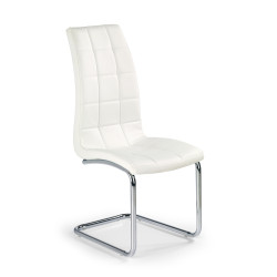 Scaun living/sufragerie Halmar K147, cadru metal,  stil modern, 42x55x101cm, piele, alb