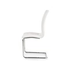Scaun dining, cadru metal, finisaj cromat, suporturi antiderapante, stil modern, inaltime 103 cm, latime 42 cm, piele eco