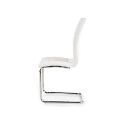 Scaun living/sufragerie Halmar K147, cadru metal,  stil modern, 42x55x101cm, piele, alb