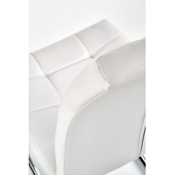 Scaun living/sufragerie Halmar K147, cadru metal,  stil modern, 42x55x101cm, piele, alb