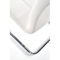 Scaun living/sufragerie Halmar K147, cadru metal,  stil modern, 42x55x101cm, piele, alb