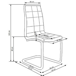 Scaun living/sufragerie Halmar K147, cadru metal,  stil modern, 42x55x101cm, piele, alb