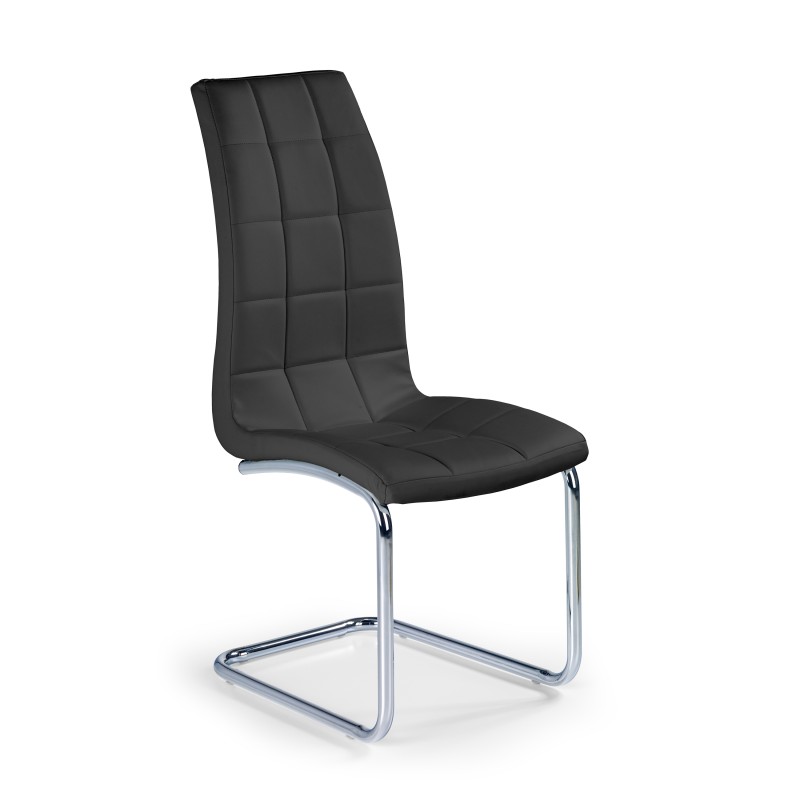 Scaun metalic dining, suporturi antiderapante, stil modern, tapiterie piele ecologica neagra