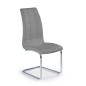 Scaun dining, design modern, cadru metal, finisaj cromat, piele ecologica gri piele, gri