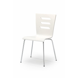Scaun living/sufragerie Halmar K155, cadru metal,  stil scandinav, 43x47x85cm, lemn, alb