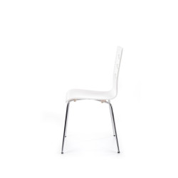 Scaun living/sufragerie Halmar K155, cadru metal,  stil scandinav, 43x47x85cm, lemn, alb