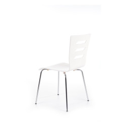 Scaun living/sufragerie Halmar K155, cadru metal,  stil scandinav, 43x47x85cm, lemn, alb