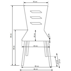 Scaun living/sufragerie Halmar K155, cadru metal,  stil scandinav, 43x47x85cm, lemn, alb