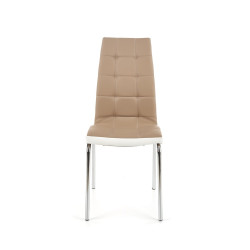 Scaun living/sufragerie Halmar K186, cadru metal,  stil modern, 42x63x100cm, piele, maro/crem