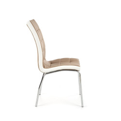 Scaun living/sufragerie Halmar K186, cadru metal,  stil modern, 42x63x100cm, piele, maro/crem